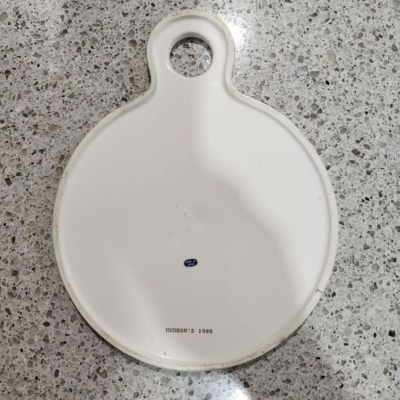 Vintage Christmas Santa Sleigh White Trivet Hudson's 1988 W/Hanging Handle - Picture 4 of 5